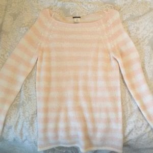 Soft light pink and white sweater!